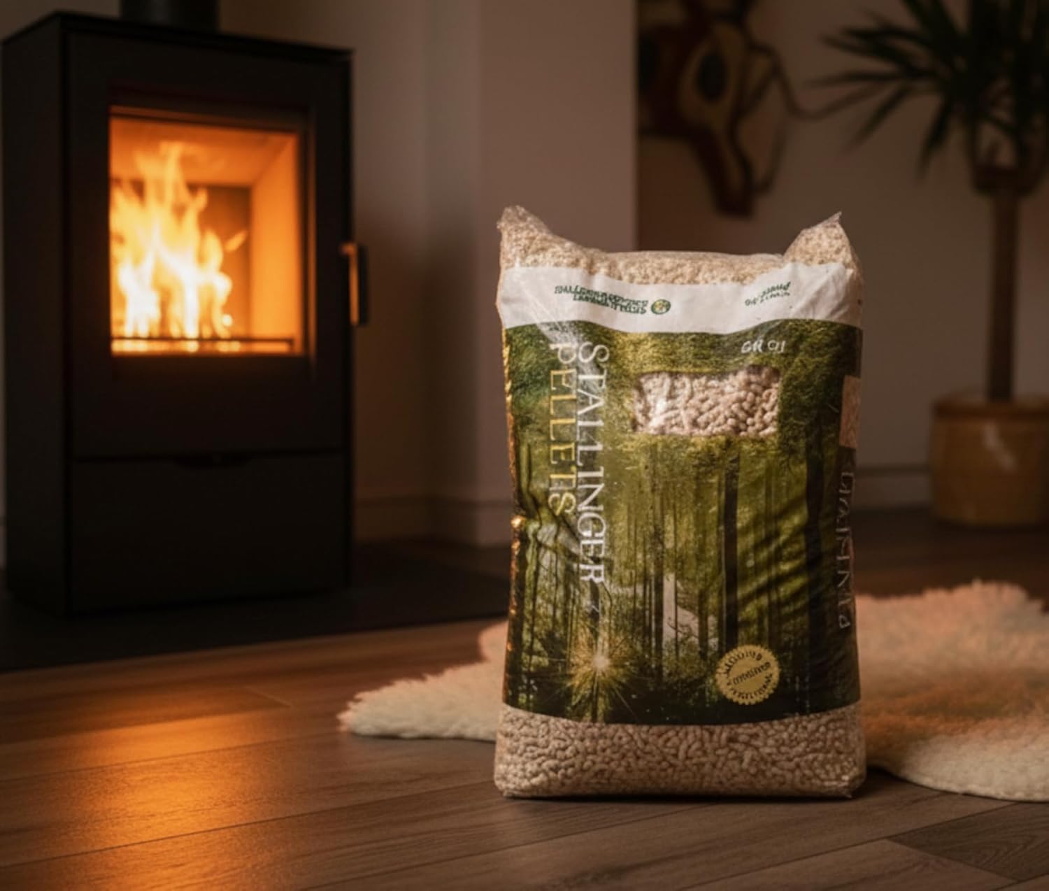 Pellets Sacco da 15kg - Pellet di Legno Naturale Qualità Premium Austriaca, Alto Potere Calorifico e Basso Residuo di Ceneri, Ideale per Stufe e Caldaie a Pellet