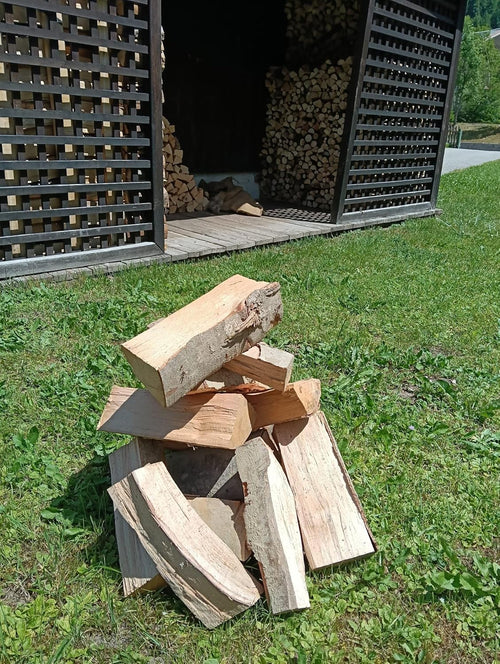 Bancale Legna da Ardere di Faggio – 1000 kg – Ciocchi Selezionati da 25 cm – Pronta all'Uso – Bancale 120x80 cm per Caminetti, Stufe, Forni, Barbecue