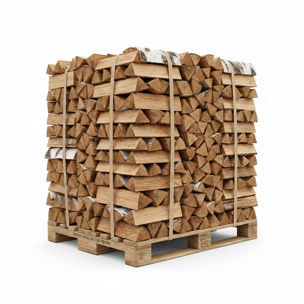 Bancale Legna da Ardere di Faggio – 1000 kg – Ciocchi Selezionati da 25 cm – Pronta all'Uso – Bancale 120x80 cm per Caminetti, Stufe, Forni, Barbecue